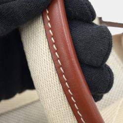 Pre Owned Chloe Woody 2Way Tote Bag Beige/Brown Canvas Leather Size Small