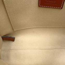 Pre Owned Chloe Woody 2Way Tote Bag Beige/Brown Canvas Leather Size Small