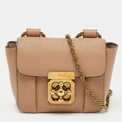 Pre Owned Chloe Beige Leather Mini Elsie Crossbody Bag
