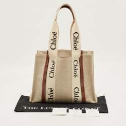 Pre Owned Chloe Beige/Brown Canvas Medium Woody Tote