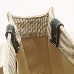 Pre Owned Chloé Beige/Black Canvas and Leather Small Woody Tote