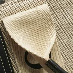 Pre Owned Chloé Beige/Black Canvas and Leather Small Woody Tote
