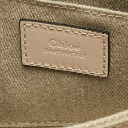 Pre Owned Chloé Pink/Beige Canvas and Leather Mini Woody Tote