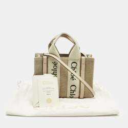 Pre Owned Chloé Pink/Beige Canvas and Leather Mini Woody Tote