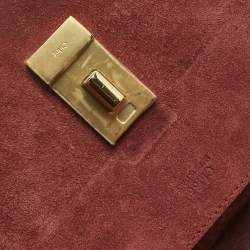 Pre Owned Chloé Burgundy Suede and Leather Small Drew Shoulder Bag
