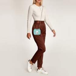 Pre Owned Chloe Turquoise Leather Mini Elsie Crossbody Bag