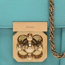 Pre Owned Chloe Turquoise Leather Mini Elsie Crossbody Bag