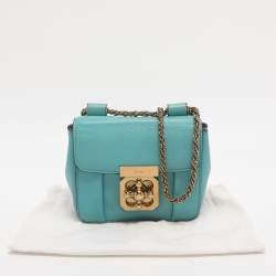 Pre Owned Chloe Turquoise Leather Mini Elsie Crossbody Bag