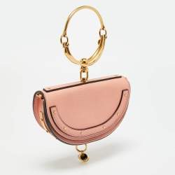 Pre Owned Chloé Peach Leather Nile Bracelet Minaudiere Crossbody Bag
