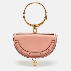 Pre Owned Chloé Peach Leather Nile Bracelet Minaudiere Crossbody Bag