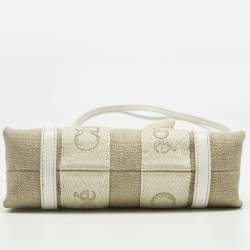 Pre Owned Chloe White/Beige Canvas Mini Woody Tote