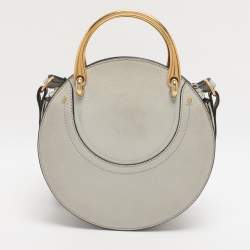 Pre Owned Chloe Grey Leather and Suede Small Pixie Round Crossbody Bag