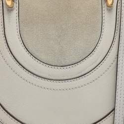 Pre Owned Chloe Grey Leather and Suede Small Pixie Round Crossbody Bag