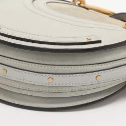 Pre Owned Chloe Grey Leather and Suede Small Pixie Round Crossbody Bag