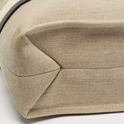 Pre Owned Chloe Beige/Black Canvas and Leather Large Woody Tote