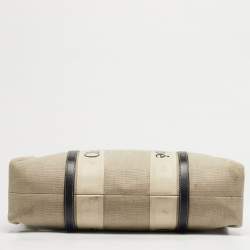 Pre Owned Chloe Beige/Black Canvas and Leather Large Woody Tote