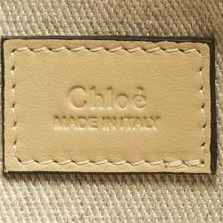 Pre Owned Chloé Beige/Black Canvas and Leather Medium Striped Woody Tote