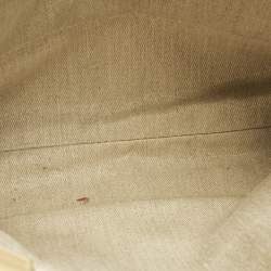 Pre Owned Chloé Beige/Black Canvas and Leather Medium Striped Woody Tote