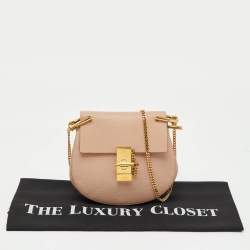 Pre Owned Chloe Beige Leather Small Drew Chain Shoulder Bag