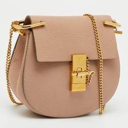 Pre Owned Chloe Beige Leather Small Drew Chain Shoulder Bag