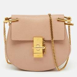 Pre Owned Chloe Beige Leather Small Drew Chain Shoulder Bag