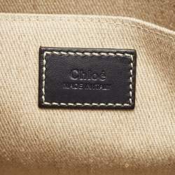 Pre Owned Chloé Beige/Navy Blue Canvas Medium Woody Tote