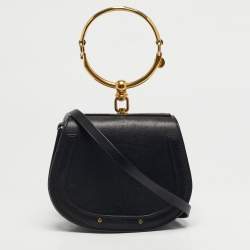Pre Owned Chloé Black Leather Small Nile Bracelet Crossbody Bag