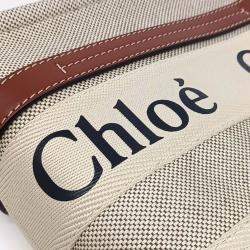 Pre Owned Chloe Beige Brown Fabric and Leather Woody Bag Small