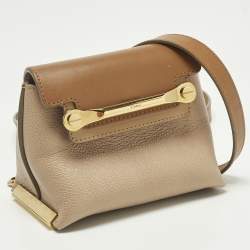 Pre Owned Chloe Clare Mini Beige/Brown Leather Crossbody Bag