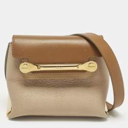 Pre Owned Chloe Clare Mini Beige/Brown Leather Crossbody Bag