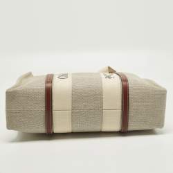 Pre Owned Chloe Woody Large Beige/Brown Canvas and Leather Tote