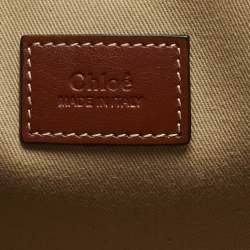 Pre Owned Chloe Woody Large Beige/Brown Canvas and Leather Tote