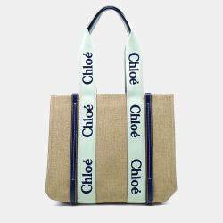 مملوكة مسبقًا Chloe Beige Fabric Woody Bag Medium