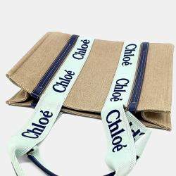 مملوكة مسبقًا Chloe Beige Fabric Woody Bag Medium