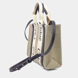 مملوكة مسبقًا Chloe Beige Fabric Woody Bag Small