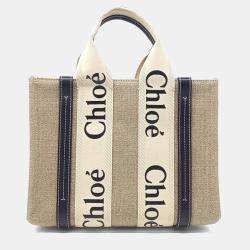 مملوكة مسبقًا Chloe Beige Fabric Woody Bag Small