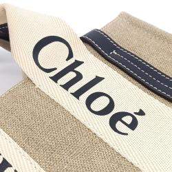 مملوكة مسبقًا Chloe Beige Fabric Woody Bag Small