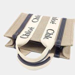 مملوكة مسبقًا Chloe Beige Fabric Woody Bag Small