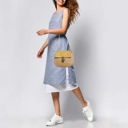 مملوكة مسبقًا حقيبة كتف كلوي درو متوسطة جلد بنية/صفراء