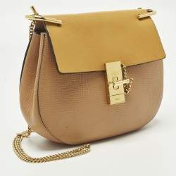 مملوكة مسبقًا حقيبة كتف كلوي درو متوسطة جلد بنية/صفراء