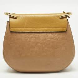 مملوكة مسبقًا حقيبة كتف كلوي درو متوسطة جلد بنية/صفراء