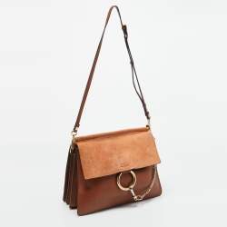 مملوكة مسبقًا Chloe Faye Medium Brown/Beige Leather and Suede Shoulder Bag