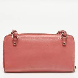 مملوكة مسبقًا Chloe Lilli Coral Orange Leather Wallet On Strap
