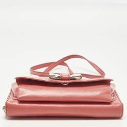 مملوكة مسبقًا Chloe Lilli Coral Orange Leather Wallet On Strap