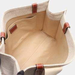 مملوكة مسبقًا حقيبة يد توتس كلوي وودي جلد كانفاس بنية بيج متوسطة