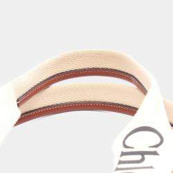 مملوكة مسبقًا حقيبة يد توتس كلوي وودي جلد كانفاس بنية بيج متوسطة