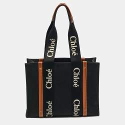 Pre Owned حقيبة كلوي توتي قماش بيج/كحلي متوسط