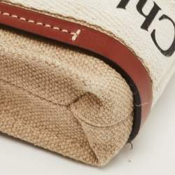 Pre Owned Chloe Woody Nano Beige/Brown Logo Canvas and Leather Tote