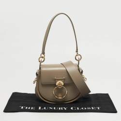 Pre Owned حقيبة كتف كلوي تيس سويدي وجلد رمادي صغير