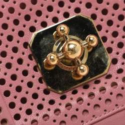 مملوكة مسبقًا Chloe Elsie Small Pink Perforated Leather Shoulder Bag